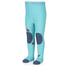 Sterntaler Cheetah Crawling Tights - ABS Tights for Girls - Children's Tights with Non-Slip Nubs on Knee, Instep and Sole - Crawling Tights for Crawling Adventures, light turquoise