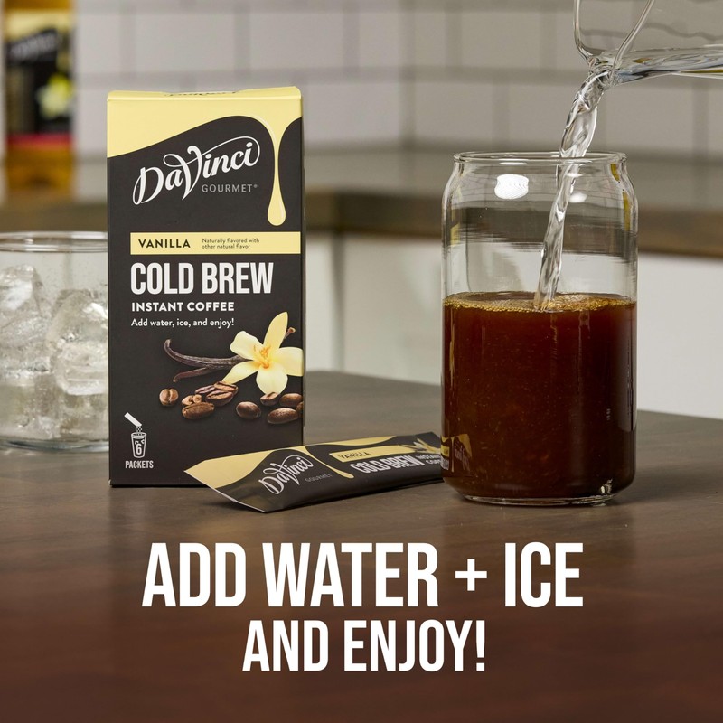 DaVinci Gourmet Vanilla Cold Brew Stick Pack, Instant Coffee Powder,