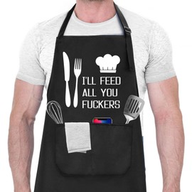 Funny Cooking Aprons for Men Gifts for Dad, Husband, Boyfriend, Brother, Men Unique Birthday Gifts Funny Aprons for Men Women Cool BBQ Baking Grilling Kitchen Chef Apron