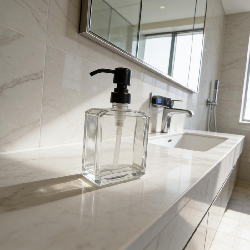JINCROP 13.5Oz Glass Soap Dispenser, Clear Hand Soap Dispenser for