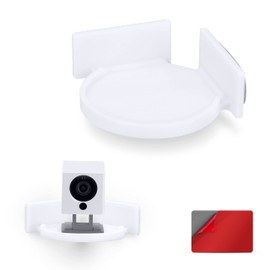 BRAINWAVZ - Soporte de estante circular para cámaras de seguridad, monitores de bebé, altavoces, plantas y más, soporte universal, fuerte adheasivo, sin ensuciar, sin tornillos (blanco)