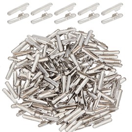 NICENEEDED 350 PCS Elastic Cord Ends, Silver Metal Stainless Steel Fold Over Terminators Half Cover Barbed Cord Crimp Ending, Fastener Stopper Clamp Clasp for Binding Webbing Hanging Crafts