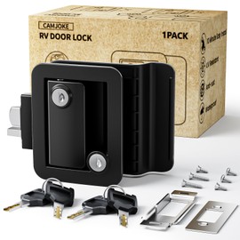 CAMJOKE RV Door Lock Replacement,RV Locks,100% Metal,RV Door Locks,Camper Door Lock,Upgraded RV Door Latch with Paddle Deadbolt,Designed for2.75" x 3.75" x1.5" Lock Hole(4 Keys 1 Lock)