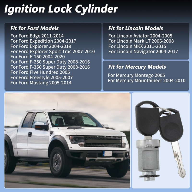 X AUTOHAUX No.4L3Z11582BB/5F9Z11582BA Ignition Lock Cylinder for Ford F150 2004-2020