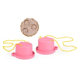 Lena 61412DF Horseshoe Stilts, Pot Stilts Hooves, Running Cans Approx. 13 cm, Children's Pot Stilts for Balance Practice, Cup Stilts Plain Colour, Bucket Stilts in Pink, Running Dolls for Children