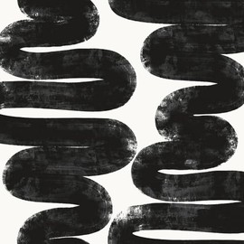 Tempaper x Bobby Berk White & Black Wiggle Room Removable Peel and Stick Wallpaper, 20.5 in X 9 ft, Made in The USA