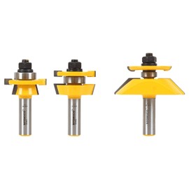 YONICO Router Bits Set Cabinet Door Rail and Stile Raised Panel Back Cutter 3 Bit Bevel 1/2-Inch Shank 12349