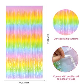 Jisrcha Tinsel Curtain Birthday Decoration, Pack of 3, 1 x 3 m Glitter Curtain Fringes, Glitter Tinsel Party Decoration for Birthday, Christmas Party, Wedding, Graduation, Disco, New Year's Eve Party