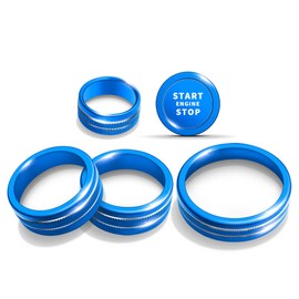 Polodunn for 2024 2025 Nissan Rogue Accessories with 12.3" Screen, 6pcs Aluminum Alloy Trim Set - A/C, Volume Tune & 4WD Knob Cover, Push Start Button Cover/Ring (Blue)