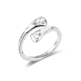 ALEXCRAFT Sterling Silver 925 Rings for Men and Women, Hypoallergenic, 14K Gold Plated, Simple Open Adjustable Rings, Small Smooth Rings, Water Drops, Thumbs, Fingers, Unisex Rings, Women, Men