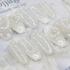 White dot handmade nail tips - lipstick / 화이트 도트
