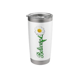Motivational Quotes Happy Daisies Floral Graphic Gardening Stainless Steel Insulated Tumbler