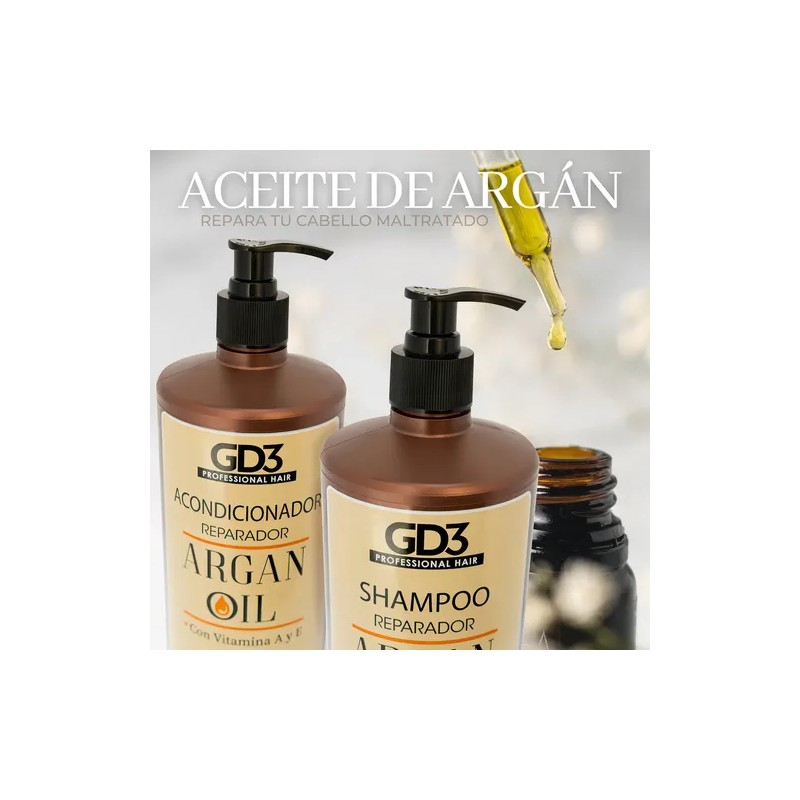 Kit Shampoo Acondicionador Para Cabello Aceite Argan Gd3 1lt