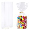 Likpikin Gusseted Cellophane Bags, Flat Bottom Clear Bags with Thick