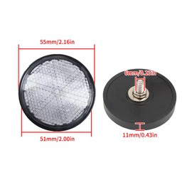 White Plastic Reflector Round Reflector (1 Pair) Bike Reflector Motorcycle Reflector Reflective Warning Reflector Easy Installation