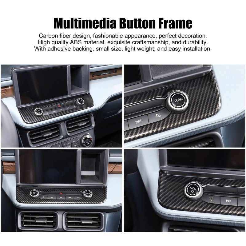 Multimedia Control Knob Cover Trims Carbon Fiber Style Replacement for