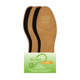 Made in Germany 2 Pairs All Season Leather Soles Size 44/45 - Genuine Sheepskin on a Base Made of Activated Carbon