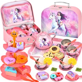 SACBRZZ Tea Set Children's Kitchen Accessories, Tea Set Wooden Toy, Tea Party Play Kitchen Role Play