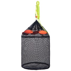 Large Foldable Floating Fish Basket for Live Caught Fish, Collapsible Mesh Fishing Basket, Portable Kayak Fishing Live Well, Heavy Duty Coated Fishing Net Cage
