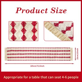Fuyuleyo Christmas Table Runner 185 x 33cm Red Table Runner, Knit Xmas Table Runner Long Chrstmas Runners for Tables, Seasonal Winter Dinner Christmas Table Decoration for Xmas Table Centrepiece