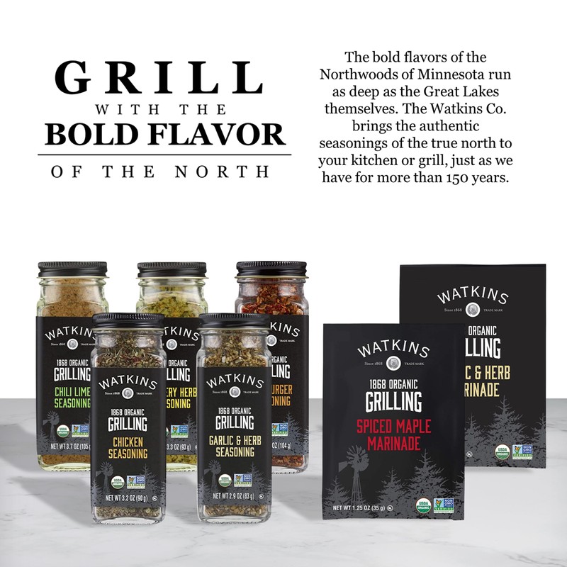 Watkins Organic Grilling Chicken Seasoning, Non-GMO, Kosher, 3.2 Oz, 1-Pack