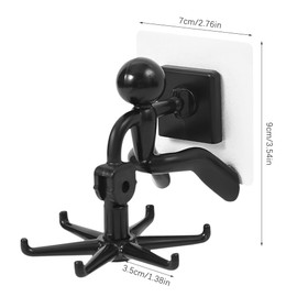 Hwtcjx Hook Rack for Kitchen Utensils, Pack of 2 360° Rotating Kitchen Hook Rack, No Drilling Kitchen Hooks, Kitchen Utensil Holder with 6 Hooks, for Kitchen Utensils, Wardrobe, Bathroom (Black)