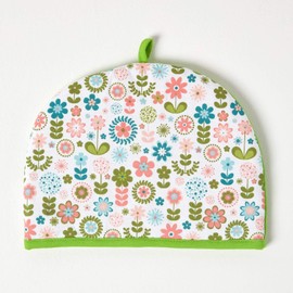 HOMESCAPES Double Design Tea Cosy Retro Flower Muff Teapot Warmer 100% Cotton