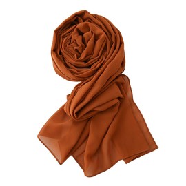 Yeieeo Chiffon Head Wraps for Women - Solid Color Fashion Bubble Chiffon Scarf Hijab(Copper)