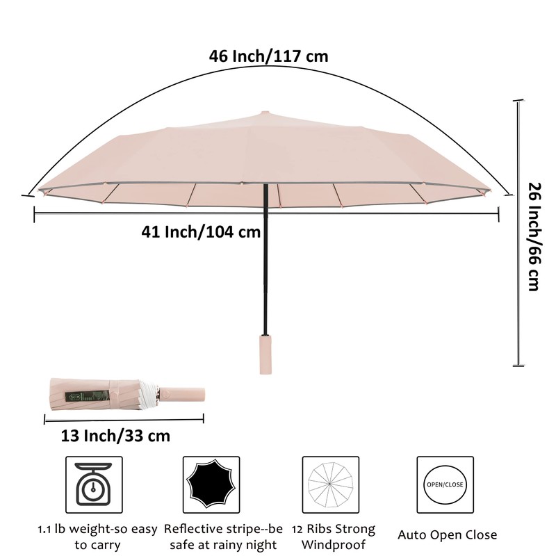 BAODINI Windproof Compact Rain Umbrella for Travel 42/46 Inch Premium