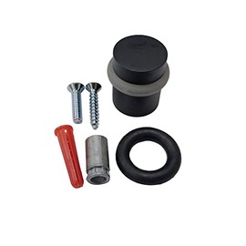 Cylindrical Floor Mount Door Stop, Height 1-1/2", Solid Brass, 1 Pack, Matte Black, Made in Taiwan