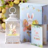Blansong Easter Snow Globe Bunny Snow Globe Lantern with Timer,