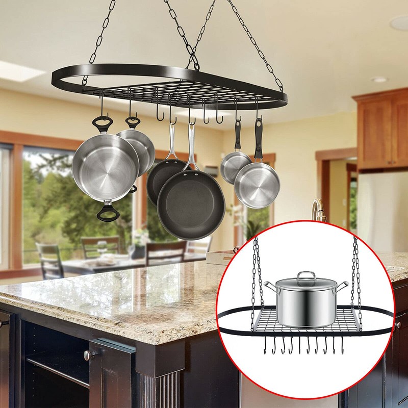TFCFL Kitchen Ceiling Mount Iron shelf Cookware Storage Shelf Tray