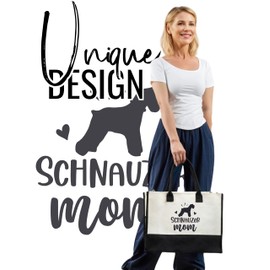 InnoBeta Schnauzer Gifts Canvas Tote Bag, Schnauzer Bag with Top Zipper Closure and Shoulder Strap for Birthday, Mother's Day, Christmas