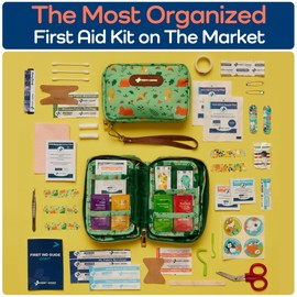 KeepGoing Travel First Aid Kit for Kids – 130 Pc. Small First Aid Kit for Car, Home, Purse, Diaper Bag & Backpack with Latex-Free Bandages - Mini First Aid Kit Travel Size TSA-Approved