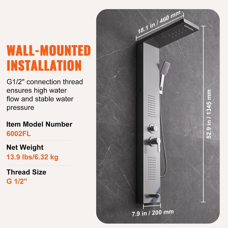 VEVOR Shower Panel System, 5 Shower Modes, LED Shower Panel
