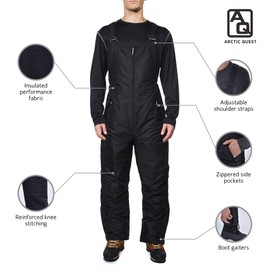 Arctic Quest Mens Insulated Water Resistant Ski Snow Bib Pants
