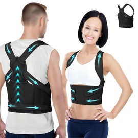 Posture Corrector for Women and Men,4 In 1 Adjustable Full Back Brace,Posture Braces Can Relieve Upper and Lower Back Pain, Shoulder Braces for Hunchback,Scoliosis, Lumbar Spine, Spine(Hidden Black)