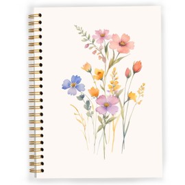 JWVK Vintage Wild Flower Botanical Plant Notebook 04,Rustic Spring Floral Cottagecore Notebook Journal for Work Office School Student Teacher,Hardcover Spiral Notebook 5.5x8.6