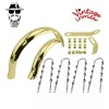 Vintage Lowrider 16" Flared Adjustable Ducktail Gold Fender Set W/Twisted Braces - Flat Twisted (Chrome)