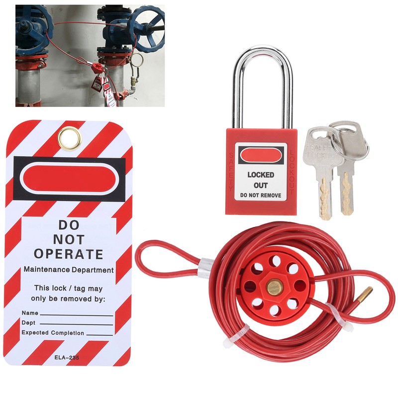 Cable Lock Kit Adjustable Insulation Universal for Valve Red Energy