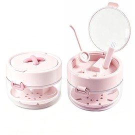 SIROLISA Retainer Cleaner Case Denture Case with Lift Strainer Basket Pink