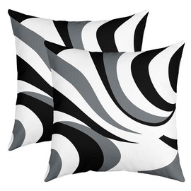 Feelyou Black Grey White Geometric Reversible Throw Pillow Covers for Kids Geometry Pillow Covers Home Decor 16 x 16-Inch Stripes Square Cushion Covers Set of 2 Decor Modern Striped Art Abstract