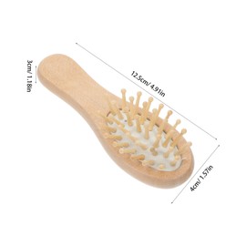 Ipetboom Mini Cushion Detangling Hair Brush for All Hair Types Portable Wooden Scalp Massage Comb with Static Bristles Smooth Detangling