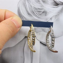 Cross Curved Earrings for Women Girls Zircon Curved Ear Cuffs Earrings,18k Gold Plated Curved Stick Front Back Linear Drop Earrings (Gold)