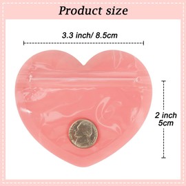 HRX Package 100pcs Small Jewellery Bags, 2x3 inch Heart-Shaped Resealable Clear Plastic Bags for for Valentine's Day, Cute Packaging Supplies for Earring Necklace Sample for Small Business(Pink)
