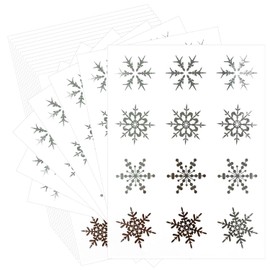 Seal Stickers Foil Stamped Snowflake Silver 240-Piece Set Approx. 1.5 inches Round Wrapping Stylish Gift Envelope Decoration Sealing Celebration NYANDELMO ND-0198-R05-C
