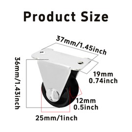 PDETVEO 4 Pack 1 Inch Heavy Duty Caster Wheels, Rigid Fixed Caster Wheels with Non-Swivel Top Plate for Furniture