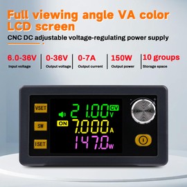 ZPSHYD XY-SK150 Buck Boost DC Power Supply 150W, Adjustable 6-36V Input/0-36V Output, MPPT Solar Charging, Full-Color LCD, Multiple Protection - for Labs, Camping, Electric Vehicles