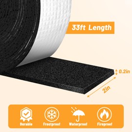 HolyMaji 32.8 Ft Pipe Insulation Wrap Outdoor Self-Adhesive Foam Pipe Insulation Tape with Aluminum Foil for Pipe Winter Freeze Protection Cold Hot Water Pipes - Reduce AC Line Heat Loss