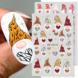 Winter Nail Stickers Santa Claus Nail Decals Christmas Nail Art Stickers 6PCS 3D Self-Adhesive Xmas Stickers for Nails Cute Heart Nail Art Design Supplies Holiday DIY Nail Art Decoration Accessories